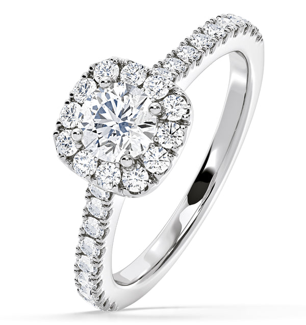 Elizabeth GIA Diamond Halo Engagement Ring 18K White Gold 1.30ct G/VS2